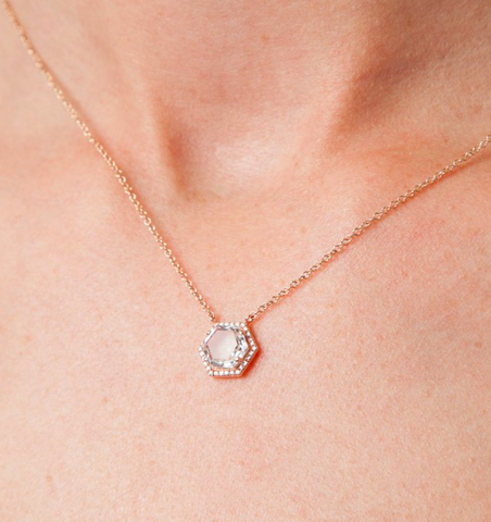 Diamond White Topaz Hexagon Necklace (special order)