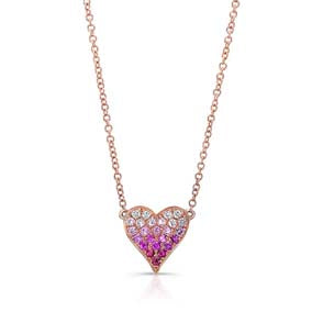 Pink Sapphire Ombre Heart Necklace